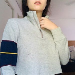 Cropped Gap Zip Sweater